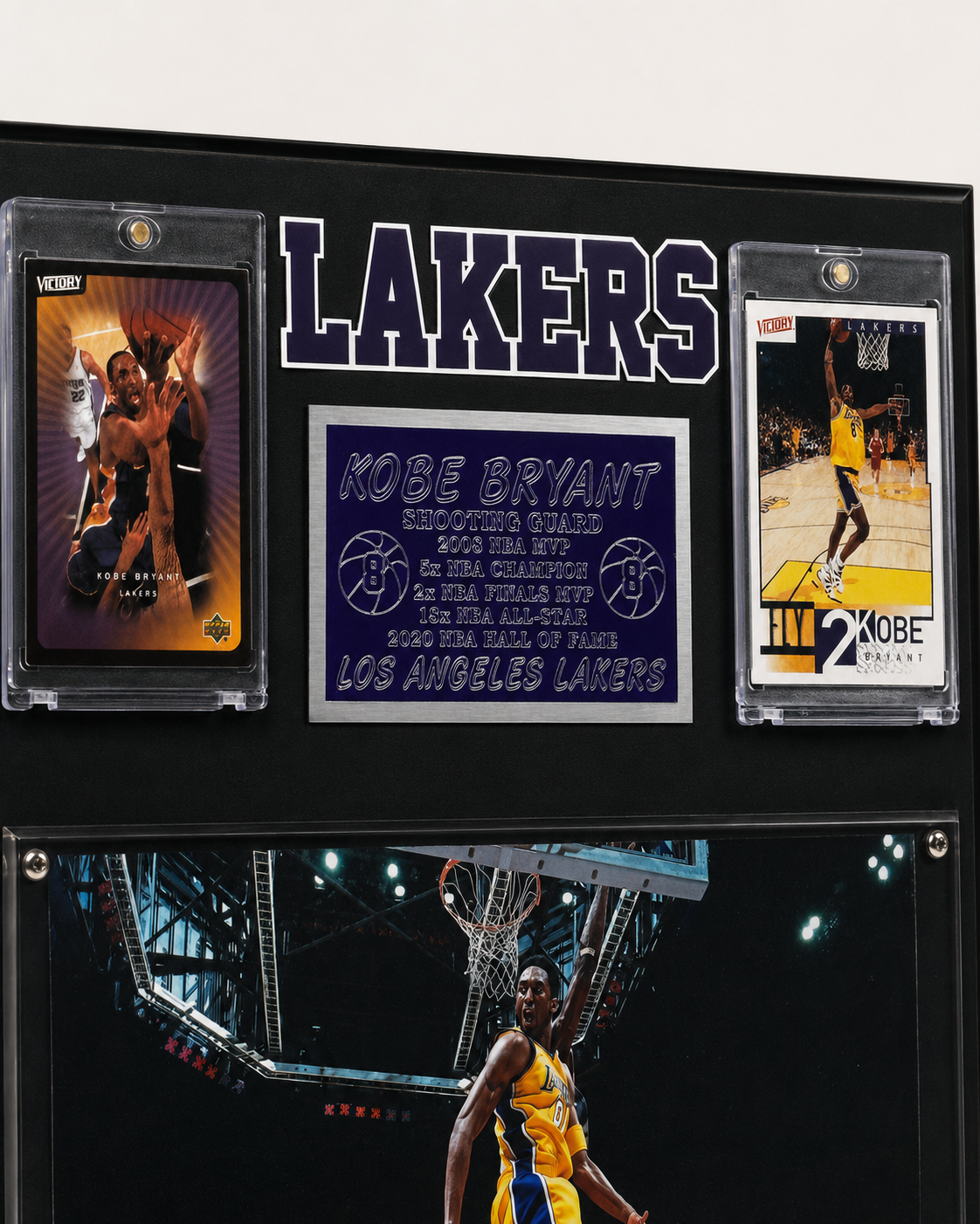 Black Mamba Los Angeles Lakers Collectible Wall Plaque with Trading Cards and Action Photo