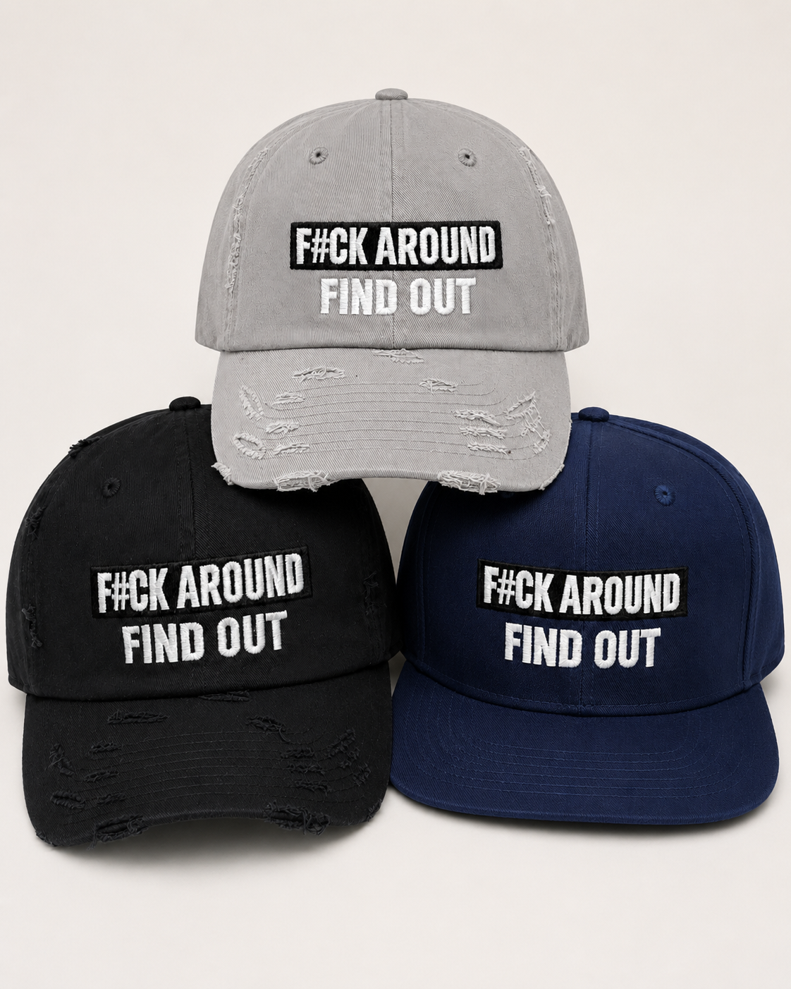 F#CK Around Find Out Hat… Black Distressed Dad Hat, FAFO Embroidered Vintage Cap, Funny Sarcastic Adjustable Hat for Men & Women
