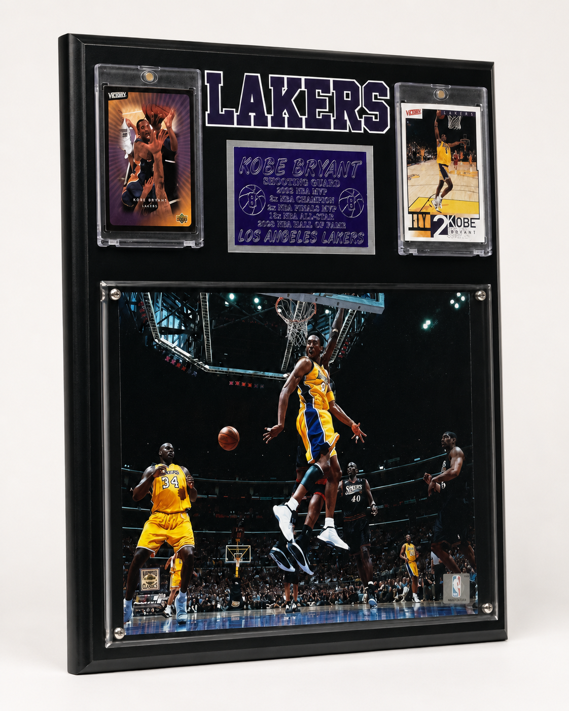 Black Mamba Los Angeles Lakers Collectible Wall Plaque with Trading Cards and Action Photo