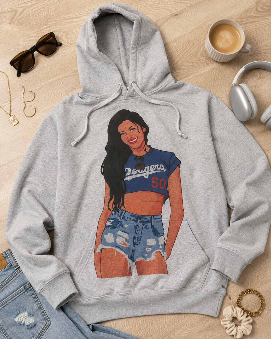 Pullover hoodie with an original baseball design