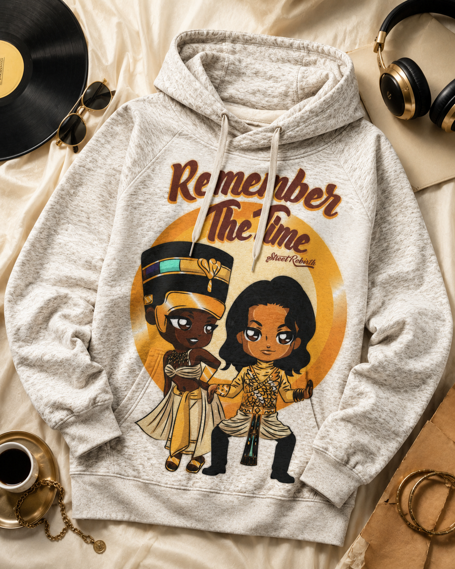 Pullover hoodie with an original music retro design