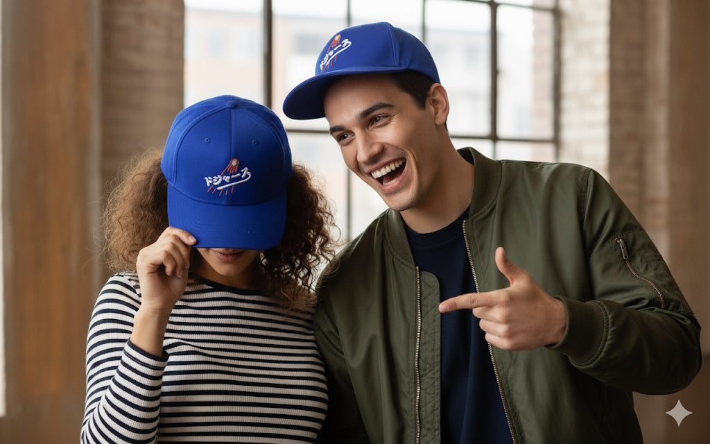Japanese Dodgers-Inspired Baseball Hat – Royal Blue Embroidered Cap