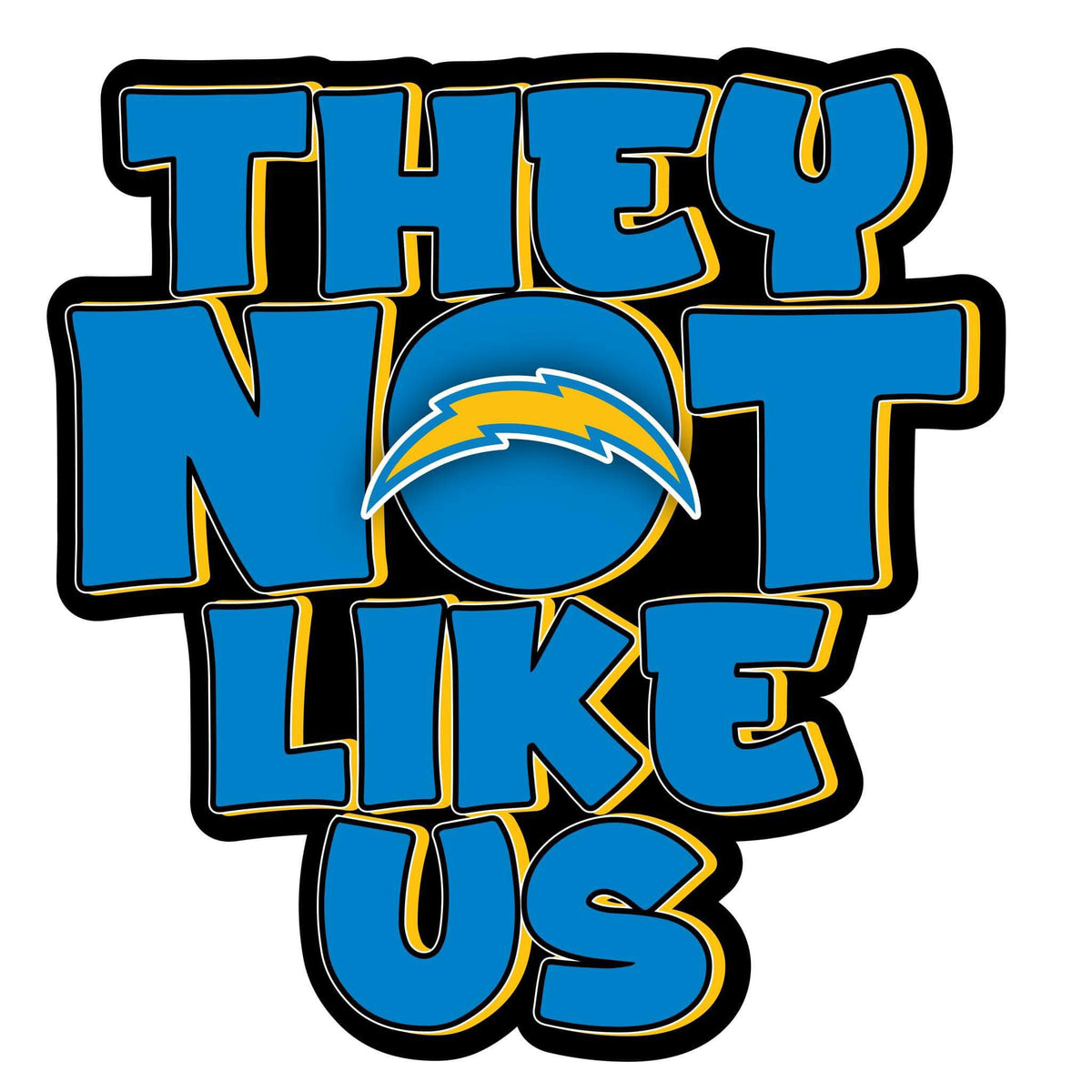 They Not Like Us Chargers Football Sticker – One 4 Inch Water Proof Vinyl Sticker – For Hydro Flask, Skateboard, Laptop, Planner, Car, Collecting, Gifting