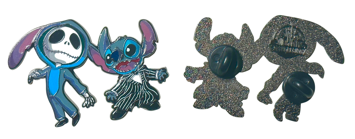 Stitch and Jack Skellington Enamel Pin – A Spooky and Mischievous Mashup