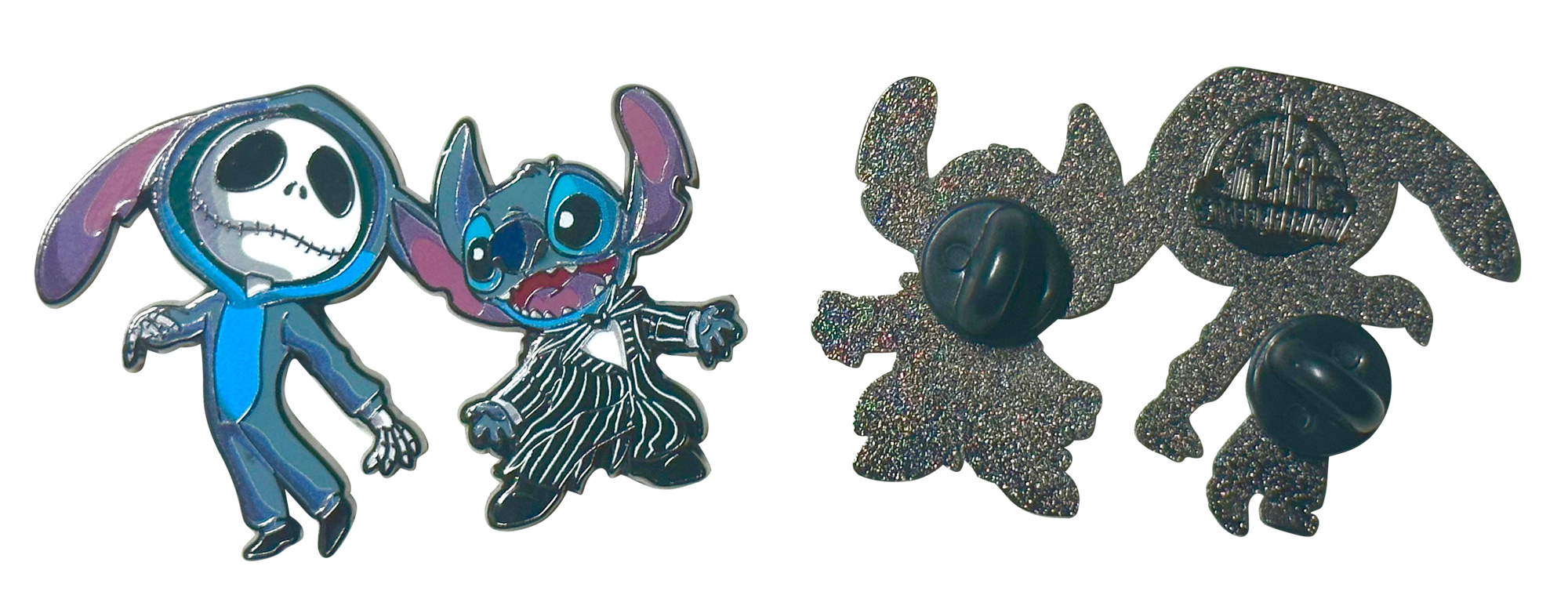 Stitch and Jack Skellington Enamel Pin – A Spooky and Mischievous Mashup