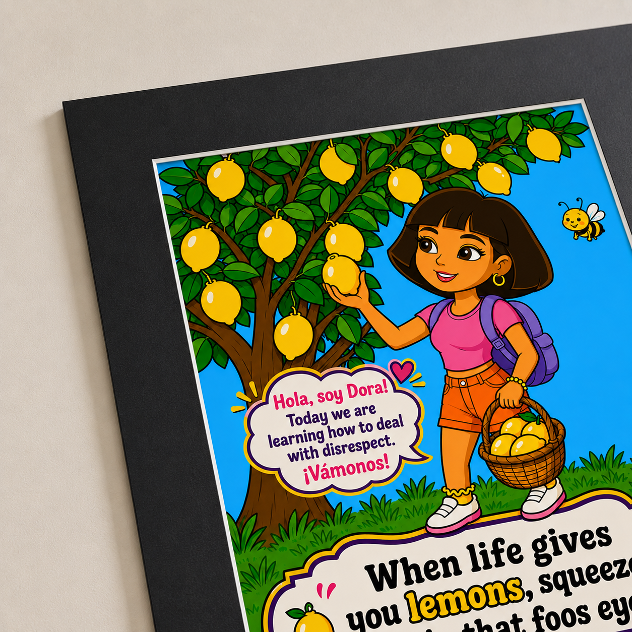 Lemon Lesson Art Print 16x20… When Life Gives You Lemons Funny Petty Quote Wall Art, Sassy Cartoon Poster, Sarcastic Home Decor, Boundaries Humor Print