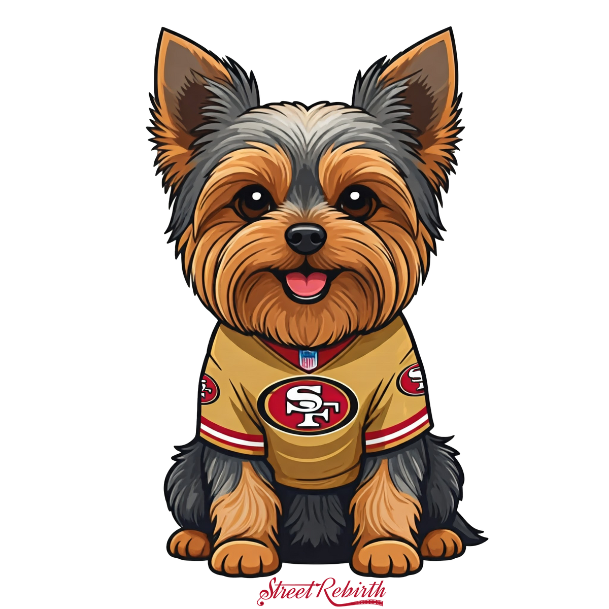 Yorkie 49ers Sticker – Cute NFL Dog Fan Art Decal – San Francisco Football Spirit Vinyl, Waterproof for Laptop, Hydro Flask, Car, Journal