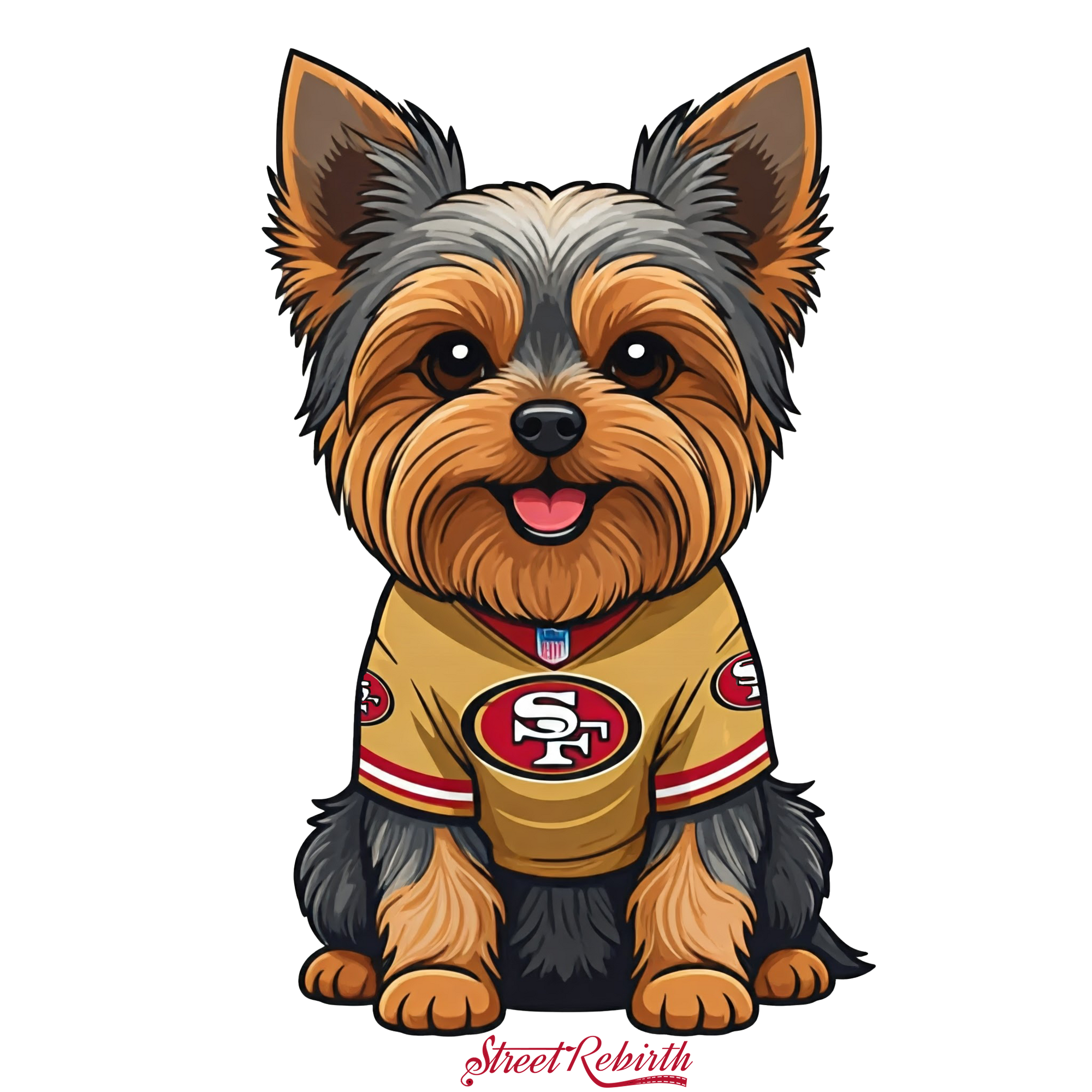 49ers Yorki Sticker – One 4 Inch Water Proof Vinyl Sticker – For Hydro Flask, Skateboard, Laptop, Planner, Car, Collecting, Gifting