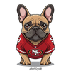 English Bulldog 49ers Sticker – One 4 Inch Water Proof Vinyl Sticker – For Hydro Flask, Skateboard, Laptop, Planner, Car, Collecting, Gifting