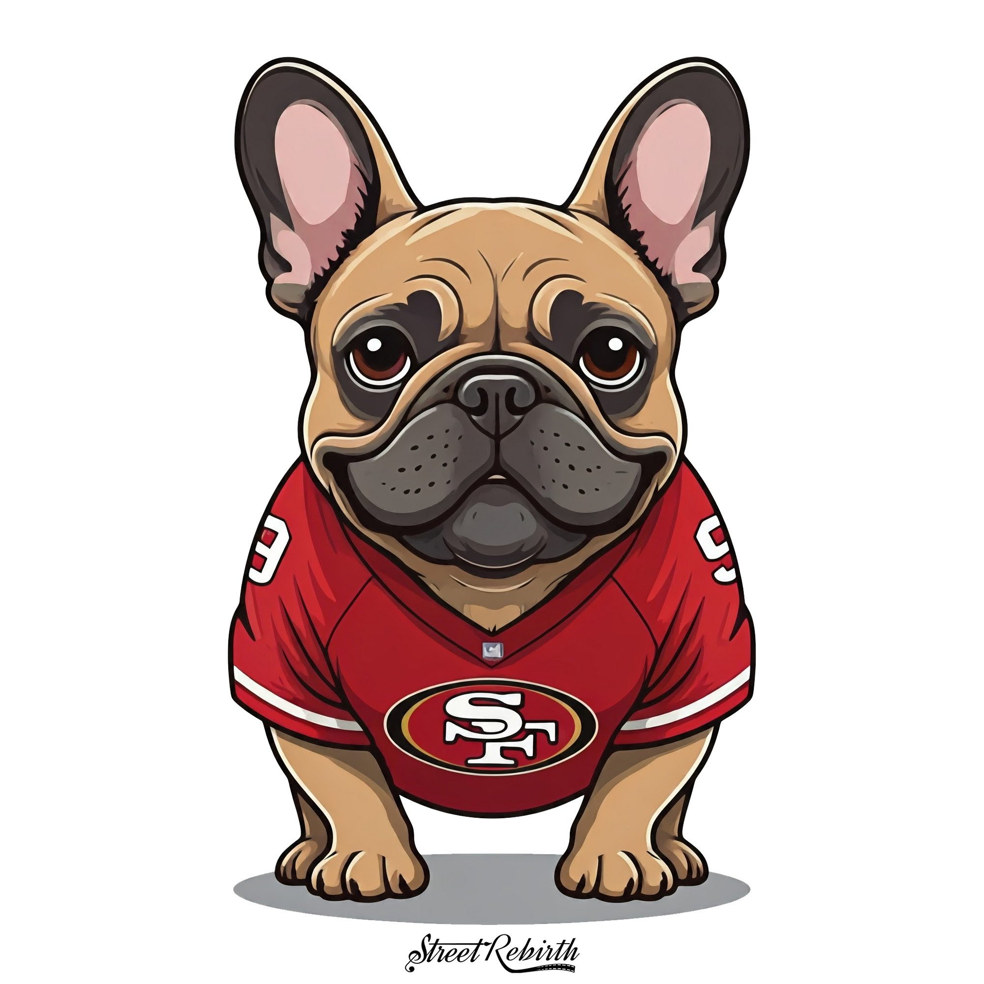 English Bulldog 49ers Sticker – One 4 Inch Water Proof Vinyl Sticker – For Hydro Flask, Skateboard, Laptop, Planner, Car, Collecting, Gifting