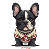 French Bulldog 49ers Sticker – One 4 Inch Water Proof Vinyl Sticker – For Hydro Flask, Skateboard, Laptop, Planner, Car, Collecting, Gifting