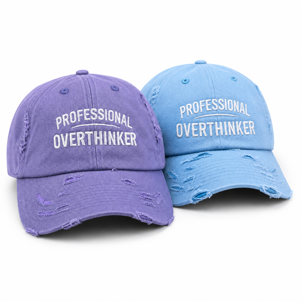 Professional Overthinker Distressed Dad Hat | Funny Embroidered Cap