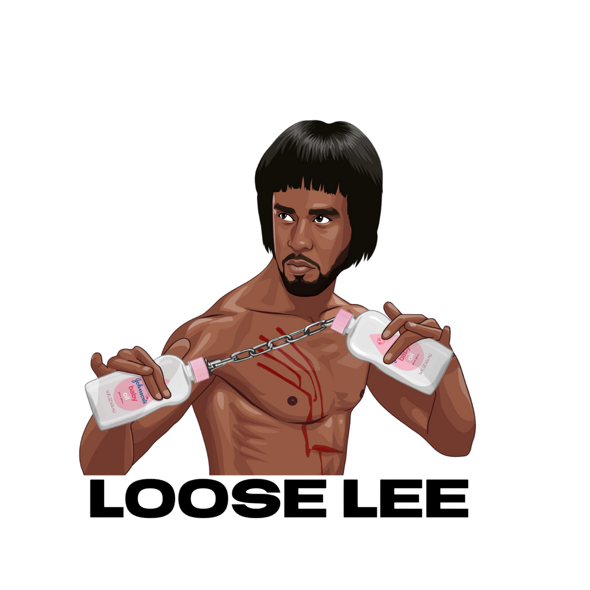 Loose Lee Sticker – P Diddy Dressed as Bruce Lee with Baby Oil Nunchucks – Funny Hip Hop Parody Sticker