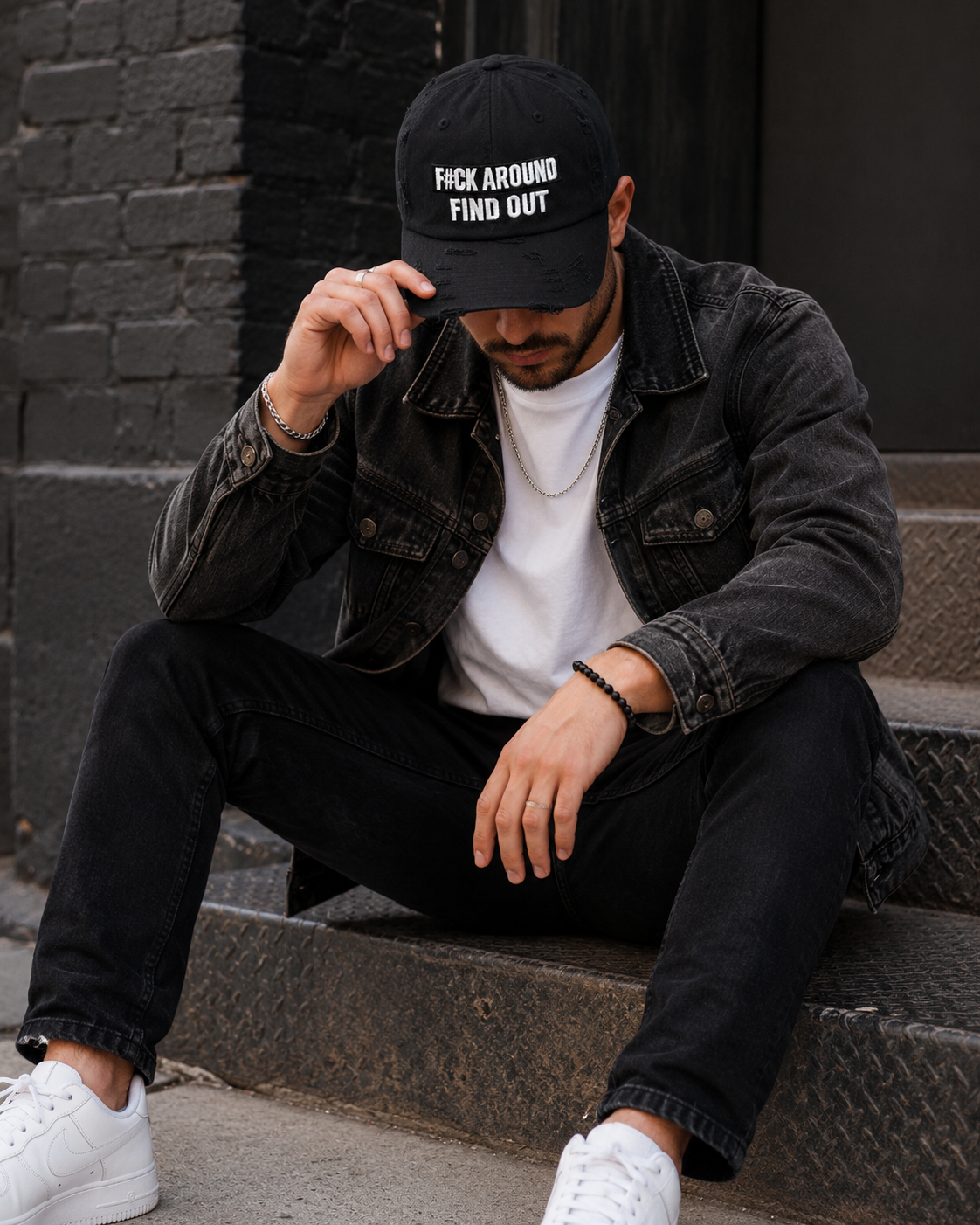 F#CK Around Find Out Hat… Black Distressed Dad Hat, FAFO Embroidered Vintage Cap, Funny Sarcastic Adjustable Hat for Men & Women
