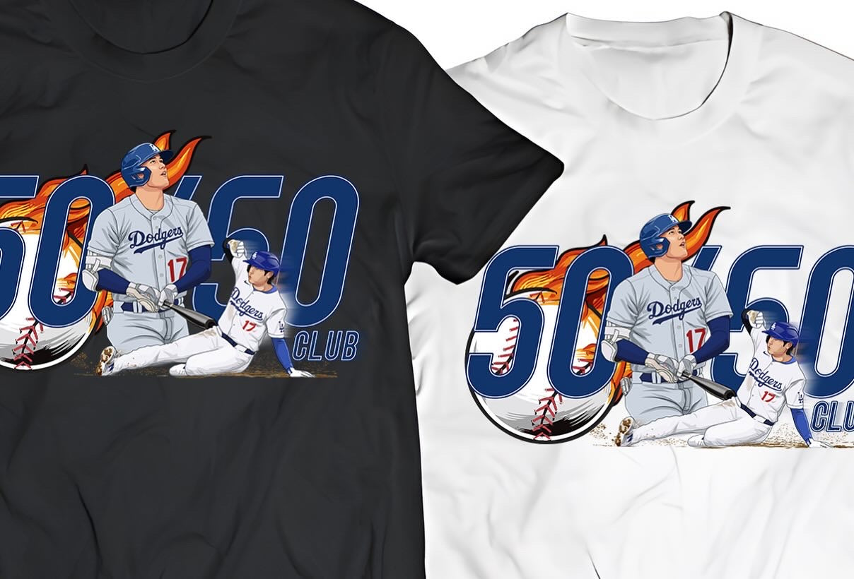 Baseball Dodgers 50 50 Club T-Shirt - Direct To Garment Quality Print - Unisex Shirt - Gift For Him or Her