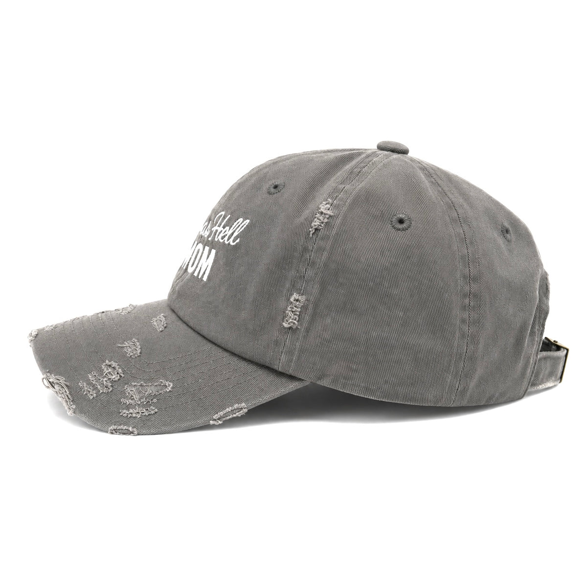Tired as Hell Mom Hat, Washed Gray Distressed Mom Dad Hat, Funny Embroidered Baseball Cap Gift for Busy Mothers