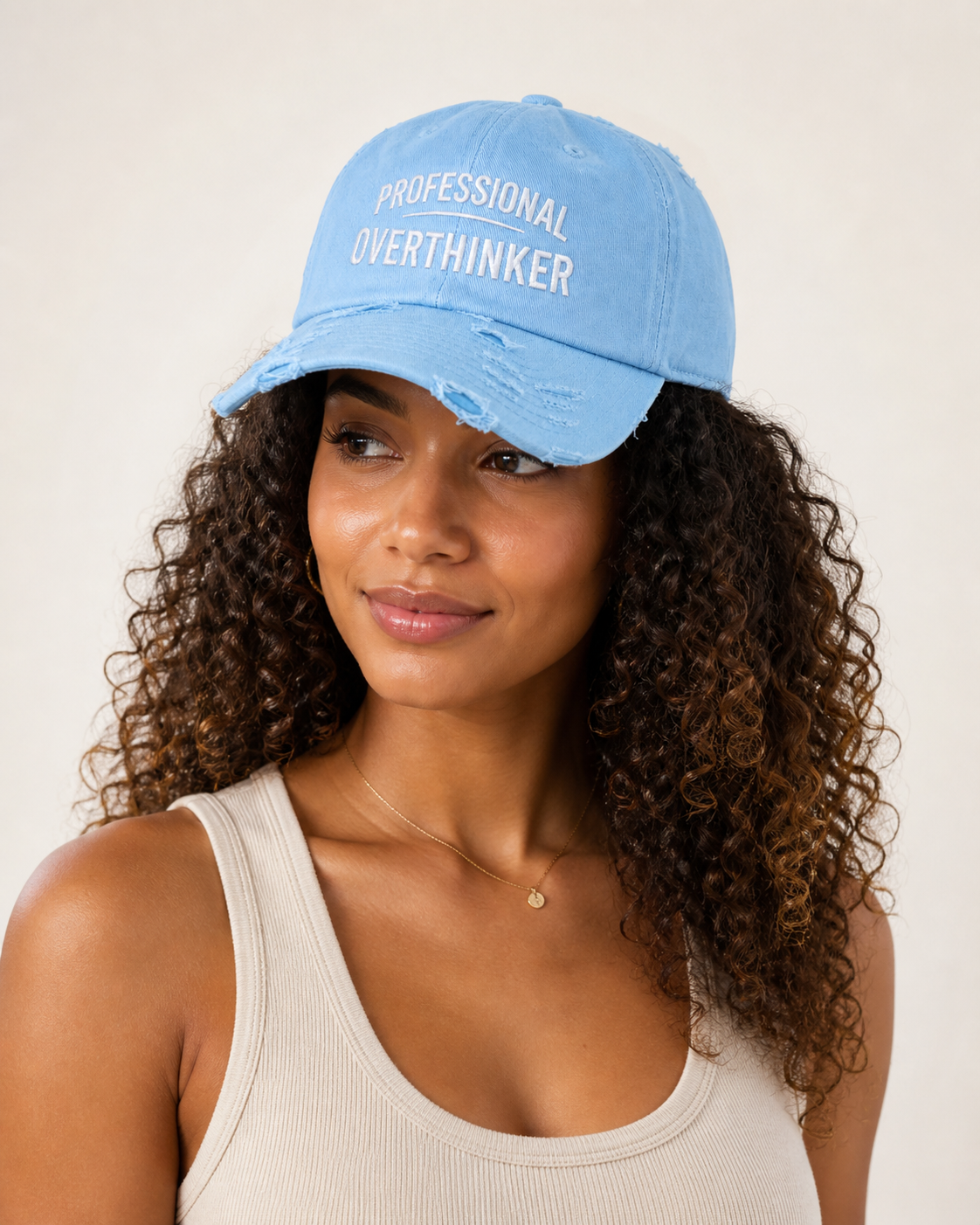Professional Overthinker Distressed Dad Hat | Funny Embroidered Cap