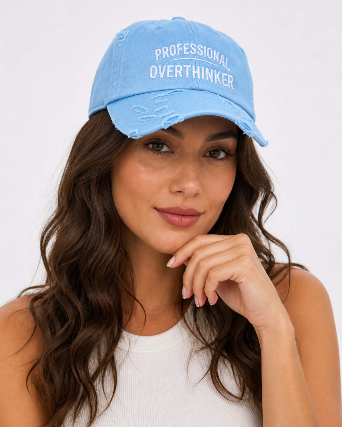 Professional Overthinker Distressed Dad Hat | Funny Embroidered Cap