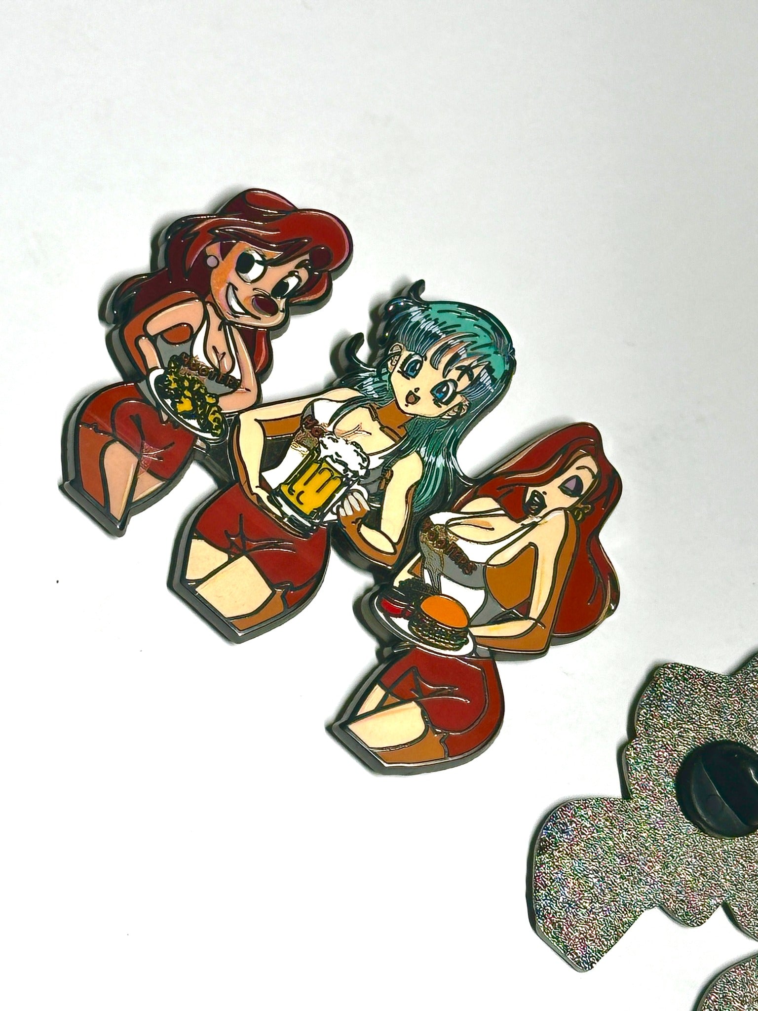 90s black culture anime mashup enamel pin angled display view