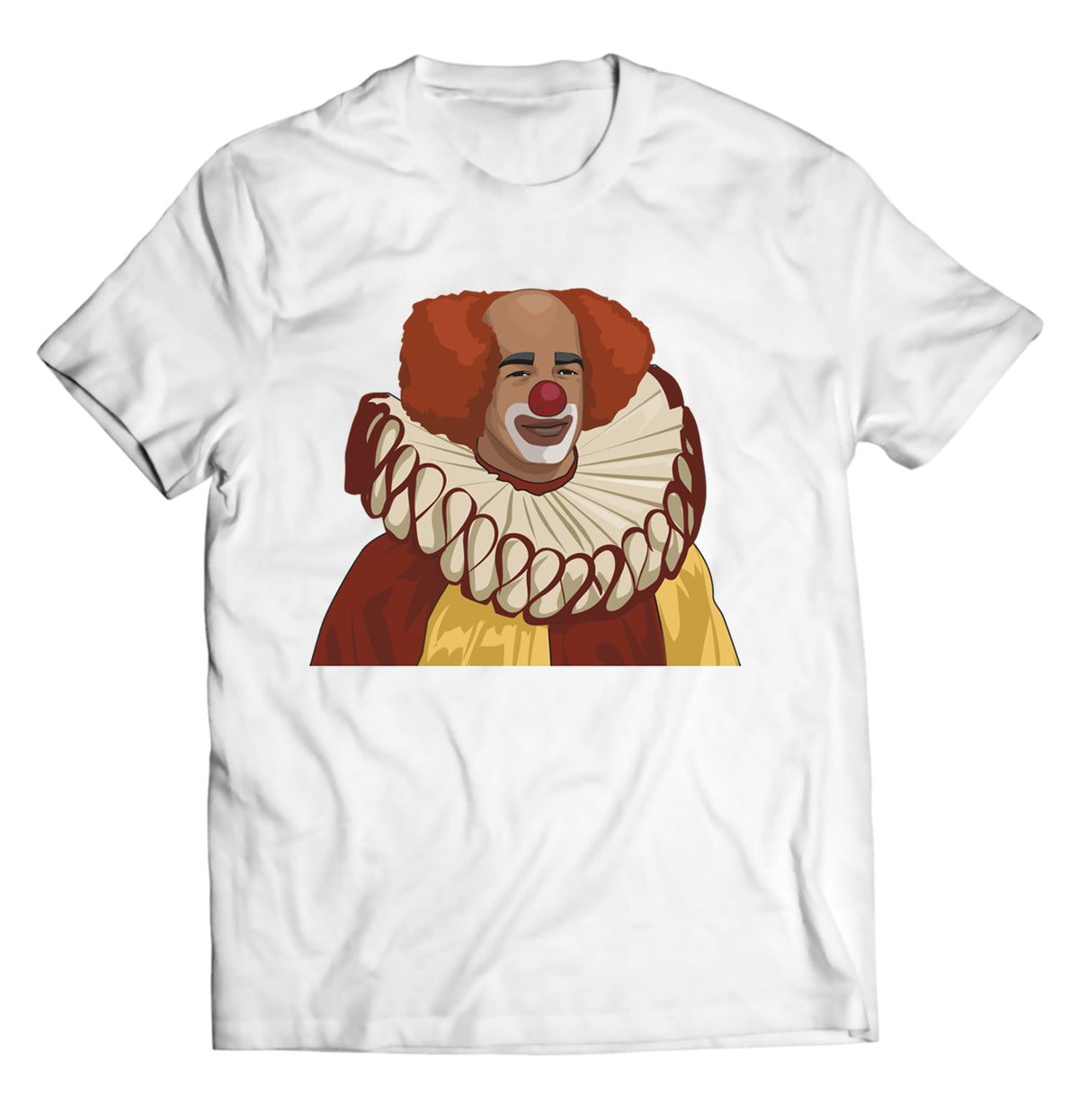 90s sketch comedy clown graphic tee in white