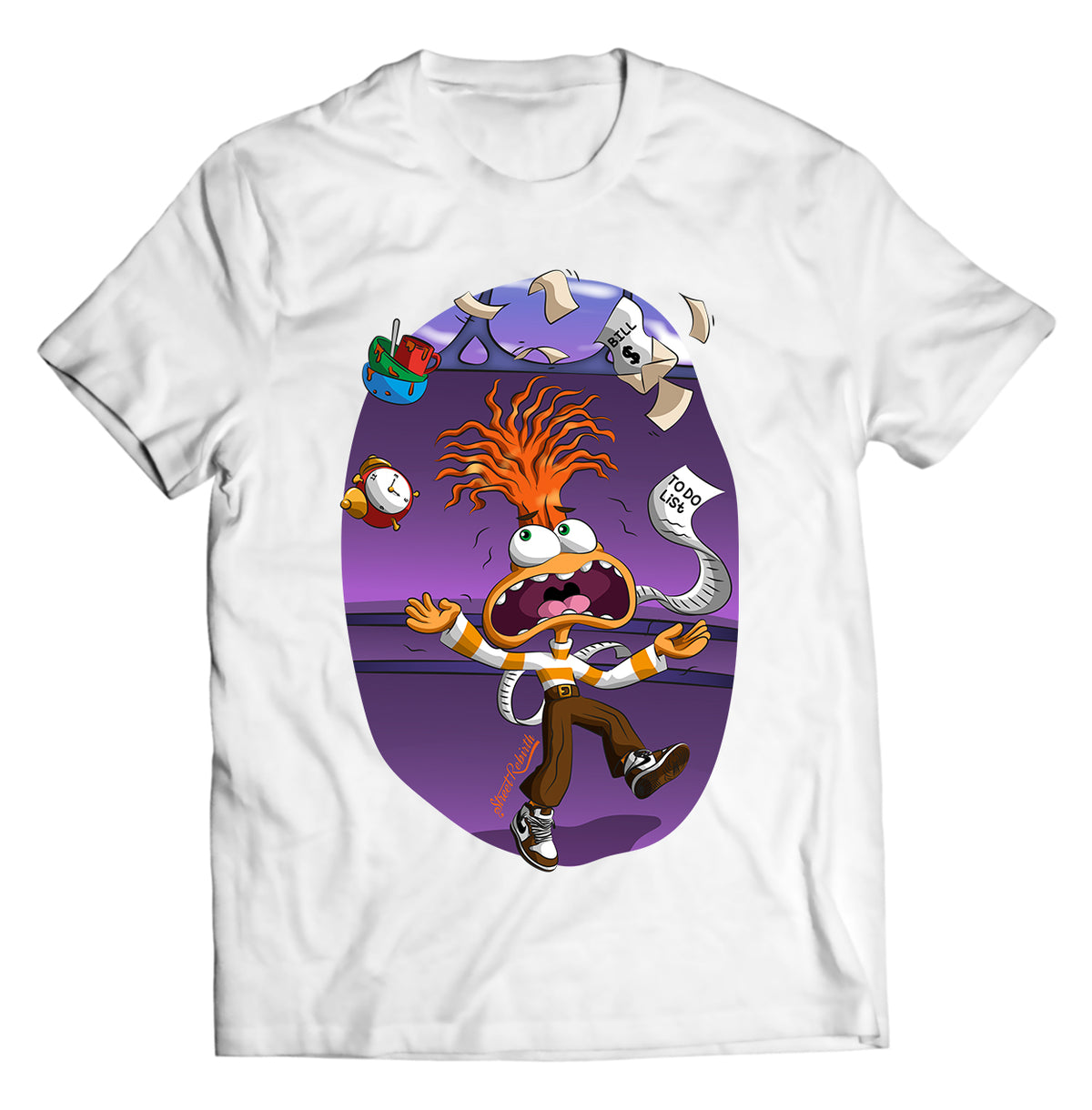 Anxiety Adulting Shirt – Inside Out Parody Graphic Tee – Funny Bills &amp; Responsibilities Mashup, Unisex Streetwear, DTF Printed Soft Cotton Comfort