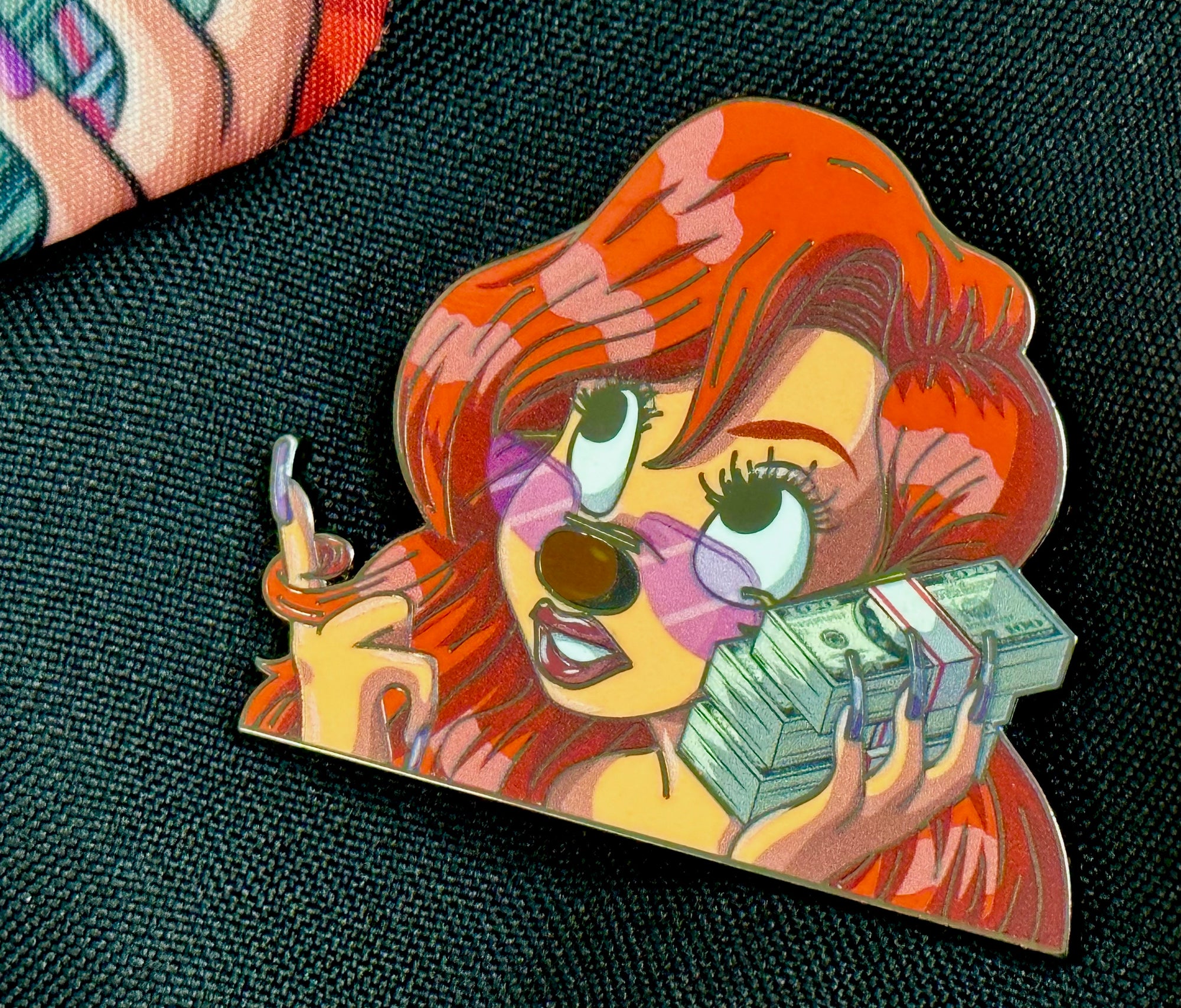 Roxanne from Goofy Movie With Money Stack Enamel Pin - 2 inches