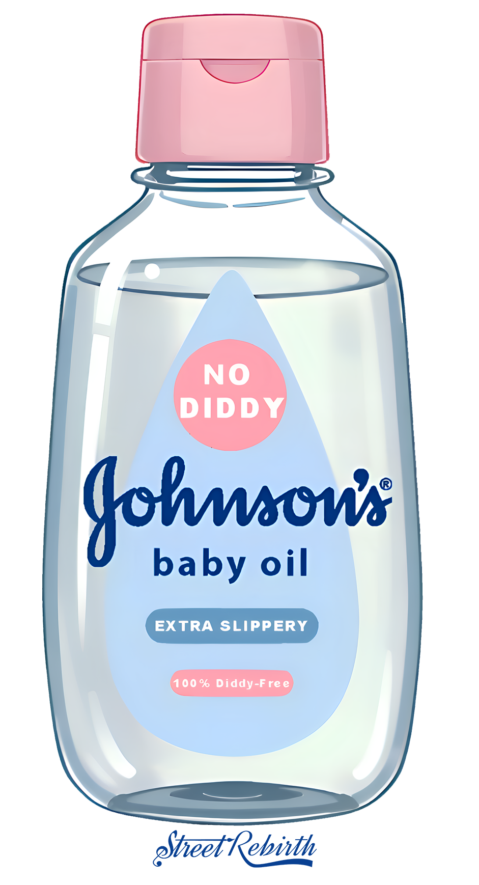 No Diddy Baby Oil – 100% Diddy-Free, Extra Slippery | Funny Parody Sticker