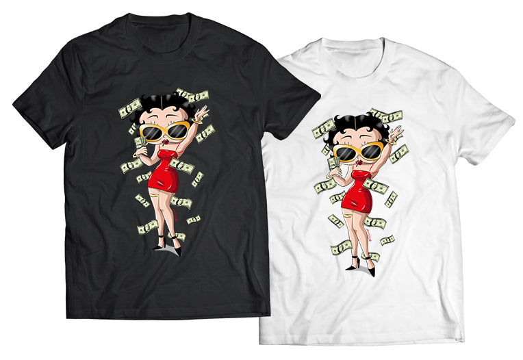 “Betty Got Bank” – Money Rain Betty Boop-Inspired T-Shirt | Glam, Retro, & Rich Energy
