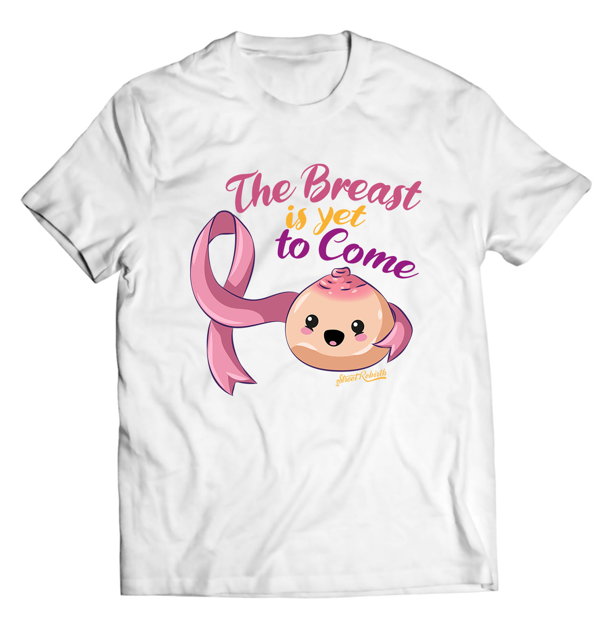 The Breast Is Yet to Come Shirt – Breast Cancer Awareness Graphic Tee – Funny Uplifting Pink Ribbon Design, Support &amp; Survivor Apparel, DTG Printed