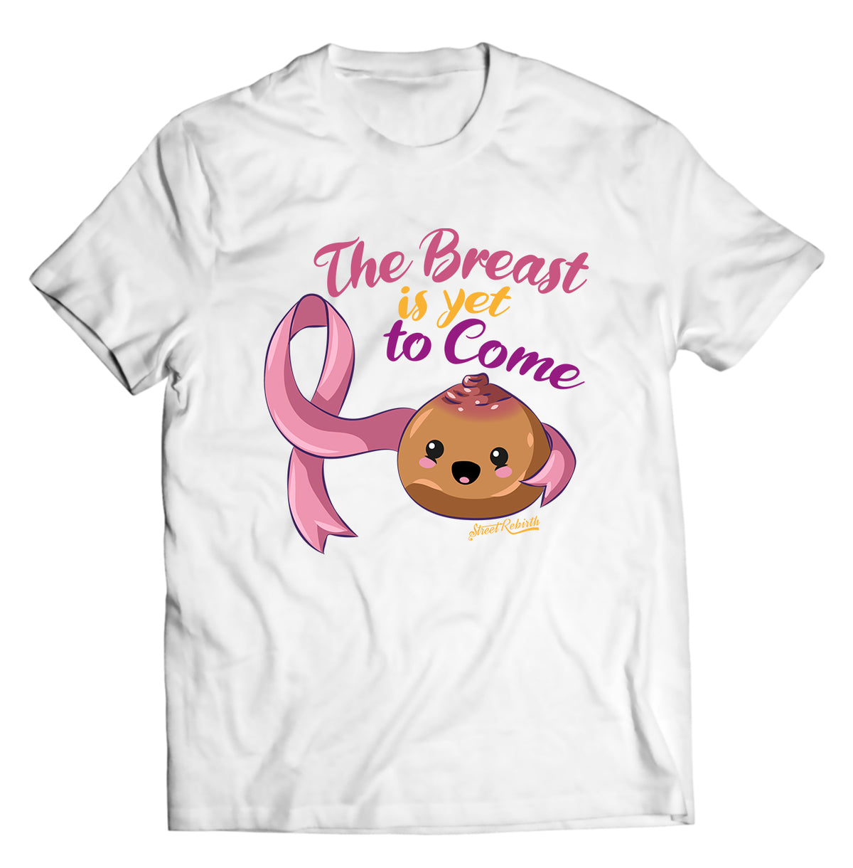The Breast Is Yet to Come Shirt – Breast Cancer Awareness Graphic Tee – Funny Uplifting Pink Ribbon Design, Support &amp; Survivor Apparel, DTG Printed