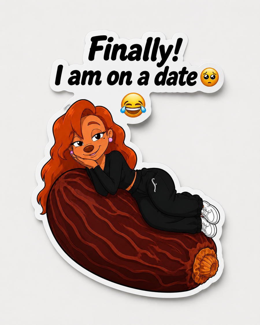 Waterproof vinyl sticker featuring an original humorous retro illustration