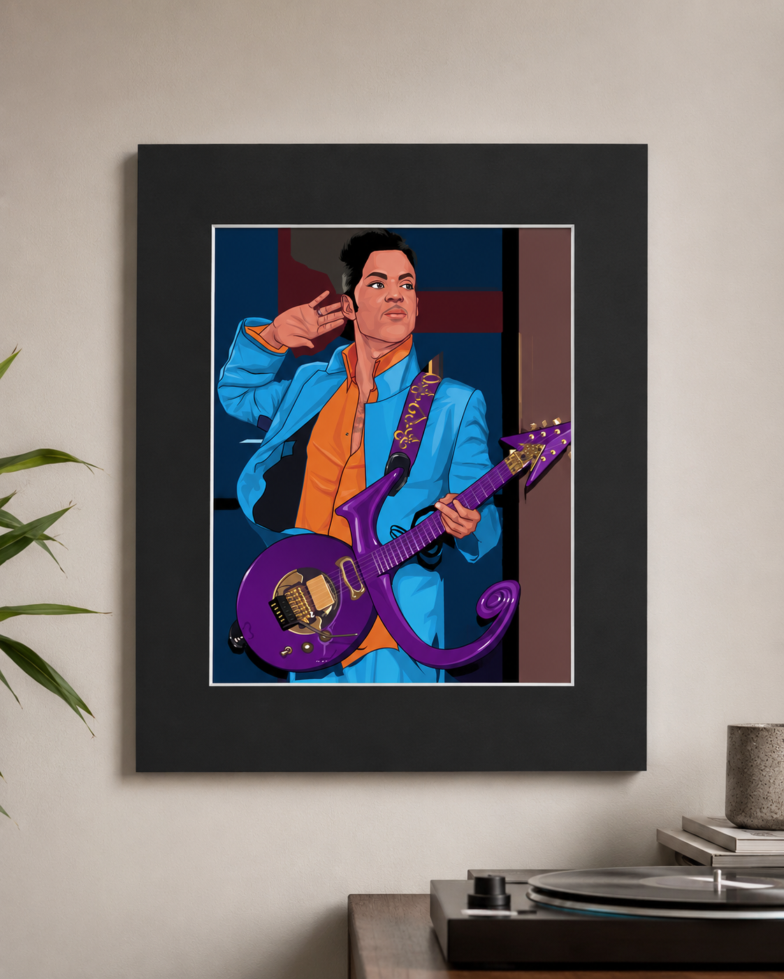 Wall art print featuring an original music retro illustration