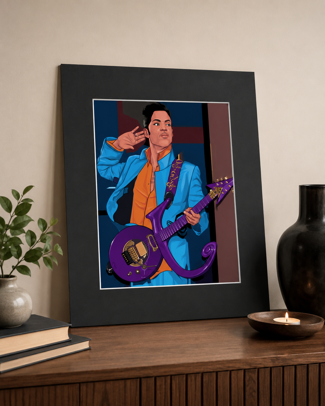 Prince Purple Guitar Legend 16x20 Wall Art Print, Funk Music Icon Illustration, Retro Music Lover Decor