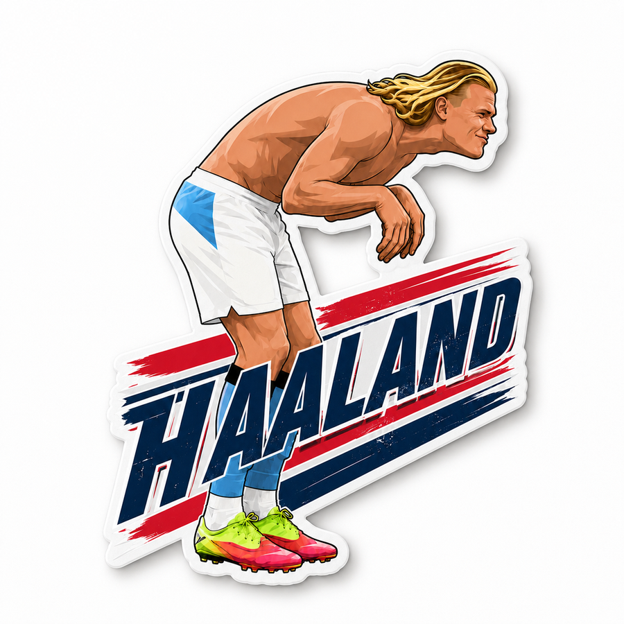 Waterproof vinyl sticker featuring an original soccer humorous illustration