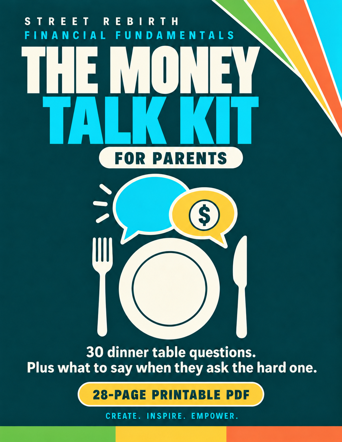 The Money Talk Kit - 28 Page Printable Guide for Parents with 30 Dinner Table Money Questions and 8 Word for Word Scripts, Raising Money Smart Kids and Teens, Digital Download PDF