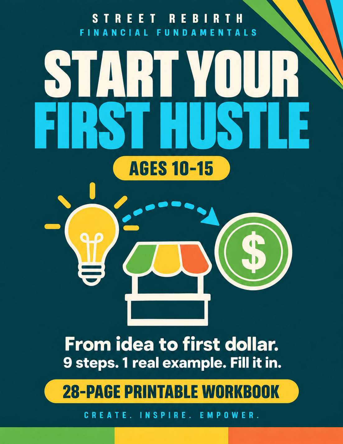 Start Your First Hustle - 28 Page Printable Kids Business Workbook for Ages 10-15, Pricing Break Even First Customer and Real Worked Example, Digital Download PDF