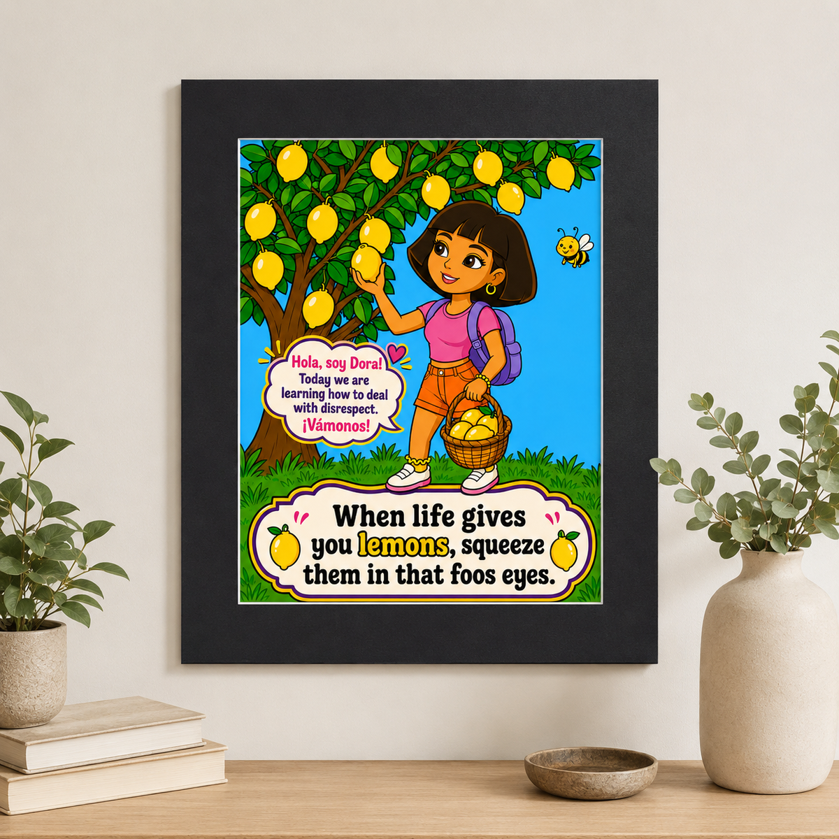 Lemon Lesson Art Print 16x20… When Life Gives You Lemons Funny Petty Quote Wall Art, Sassy Cartoon Poster, Sarcastic Home Decor, Boundaries Humor Print