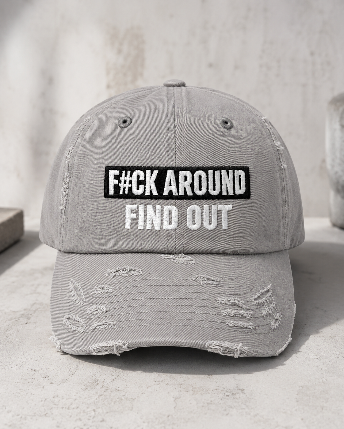 F#CK Around Find Out Hat… Black Distressed Dad Hat, FAFO Embroidered Vintage Cap, Funny Sarcastic Adjustable Hat for Men & Women