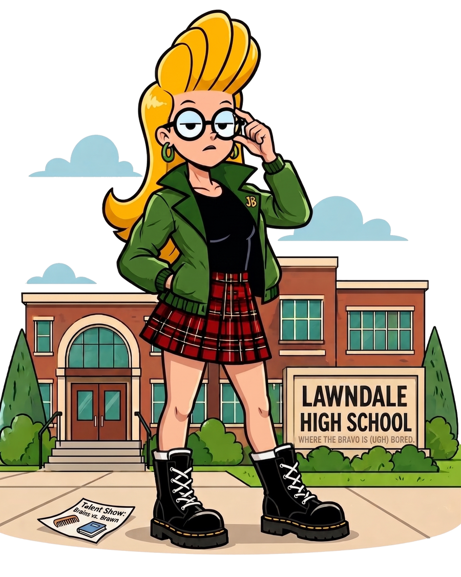 Waterproof vinyl sticker featuring an original humorous retro cartoon-style illustration