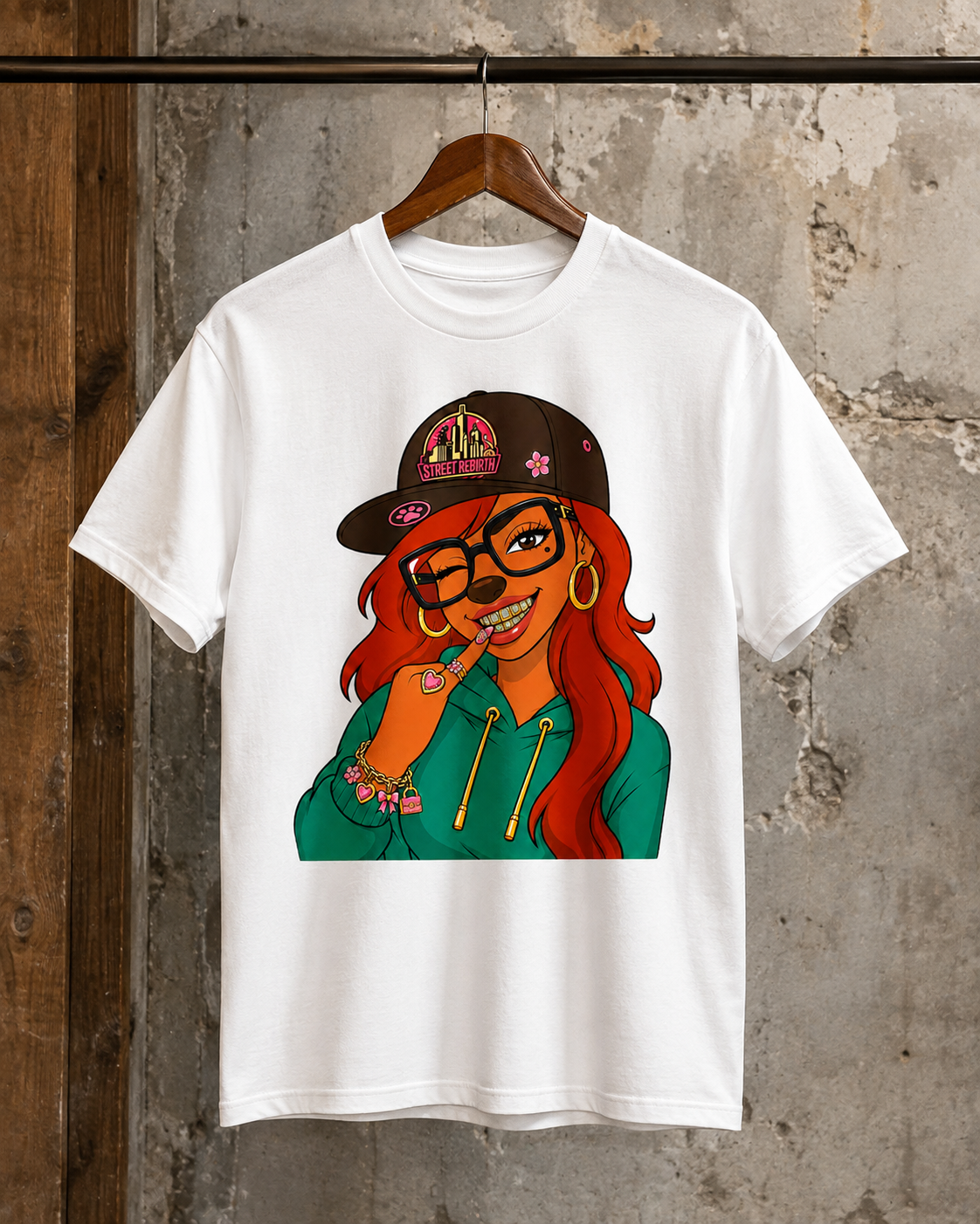 Roxanne Streetwear Girl Shirt, Red Hair Glam Graphic Tee, Urban Fashion Character Top, Bold Women Gift