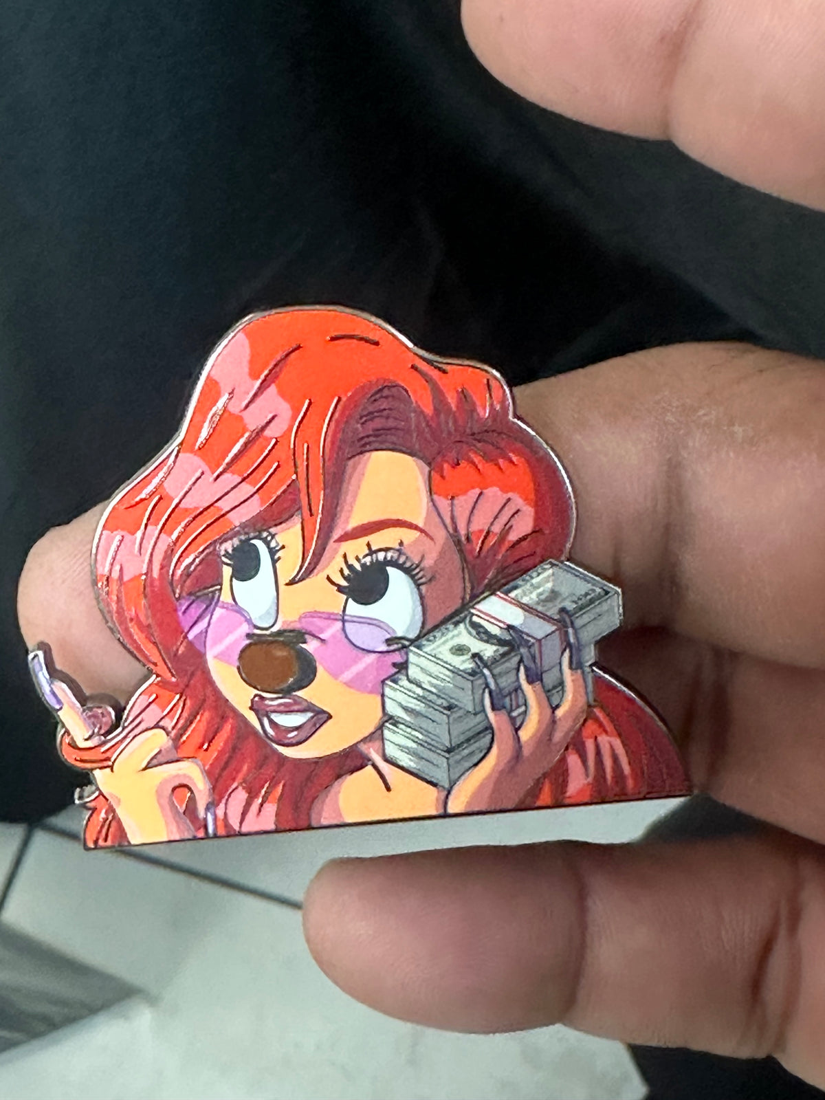 Roxanne with Money Stack Enamel Pin – A Bold Take on a Disney Icon