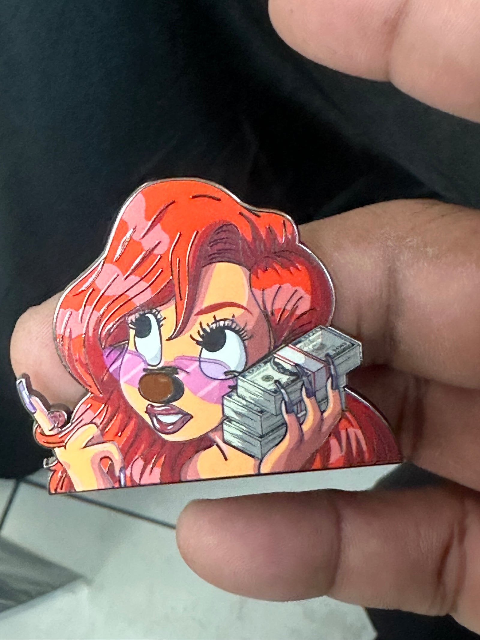 Roxanne with Money Stack Enamel Pin – A Bold Take on a Disney Icon