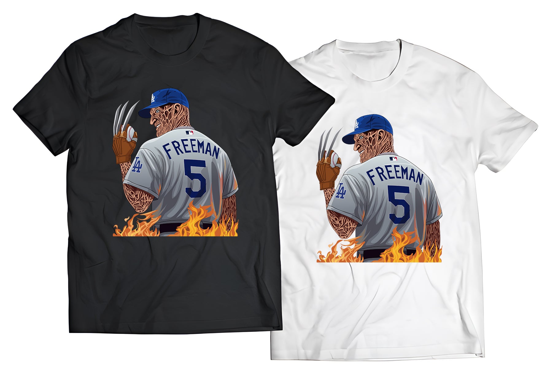 Freddie Freeman x Freddy Krueger Dodgers Horror Mashup Shirt – “A Nightmare on Vin Scully Ave” | Street Rebirth Exclusive (Copy)