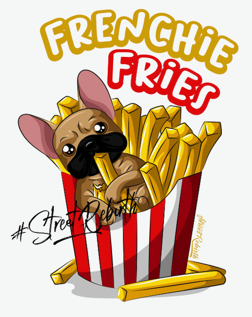 Frenchie French Fries Sticker – One 4 Inch Water Proof Vinyl Sticker – For Hydro Flask, Skateboard, Laptop, Planner, Car, Collecting, Gifting