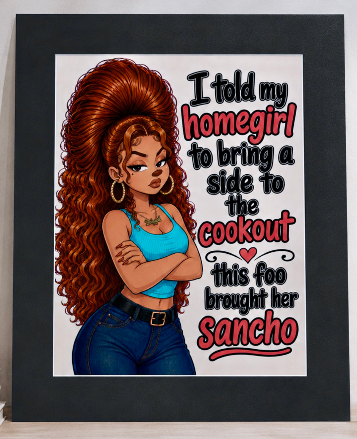 Wall art print featuring an original cultural humorous retro illustration