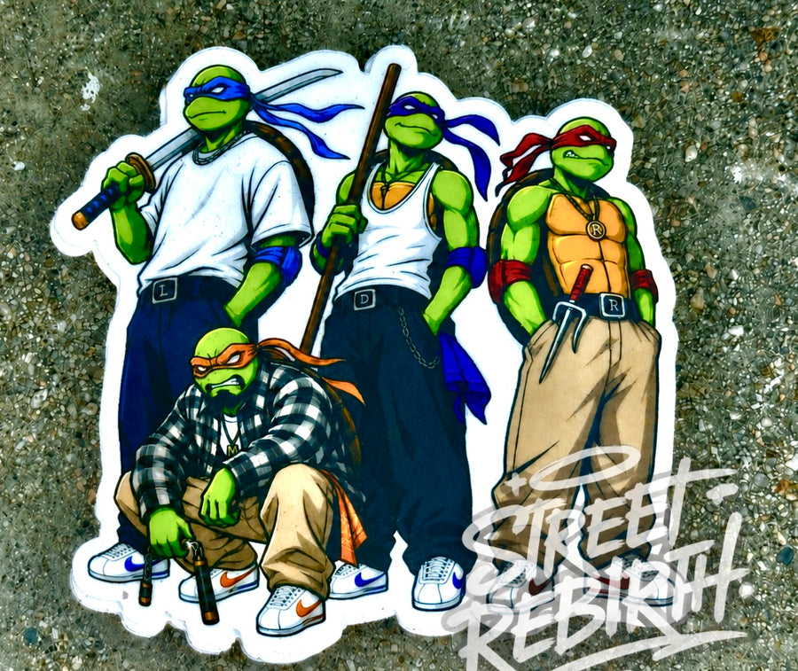 Waterproof vinyl sticker featuring an original hip hop humorous retro illustration