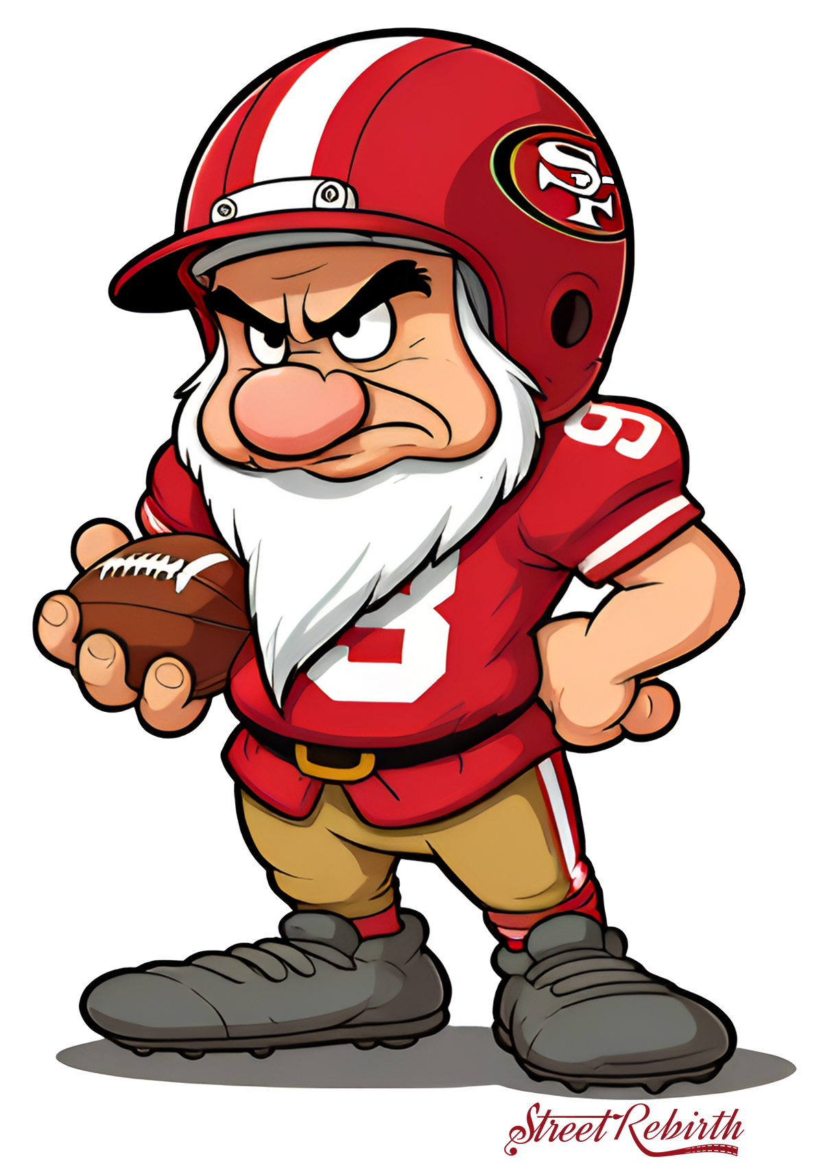 49ers Niners Grumpy Mashup Football Sticker – One 4 Inch Water Proof Vinyl Sticker – For Hydro Flask, Skateboard, Laptop, Planner, Car, Collecting, Gifting