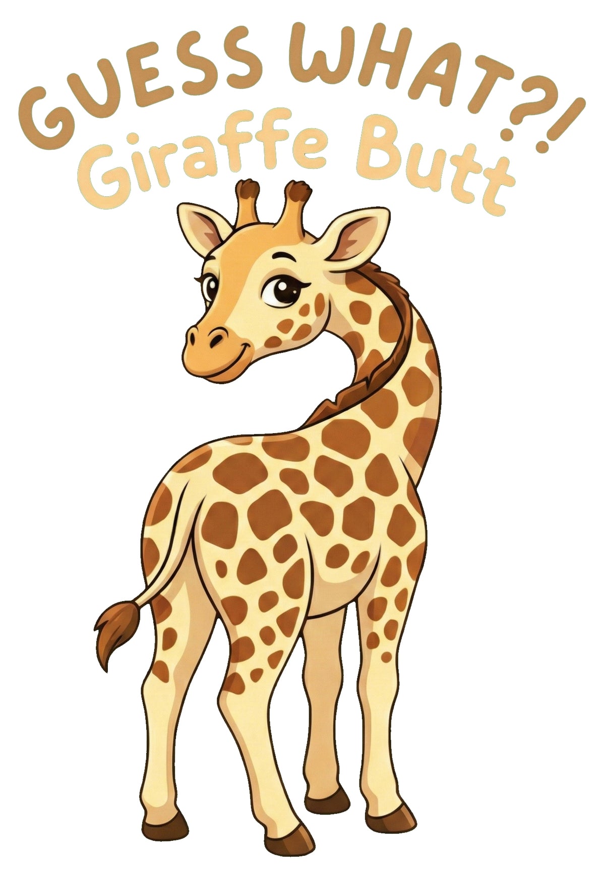 Guess What?! Giraffe Butt Funny Cute Animal Pun 4-Inch Vinyl Sticker