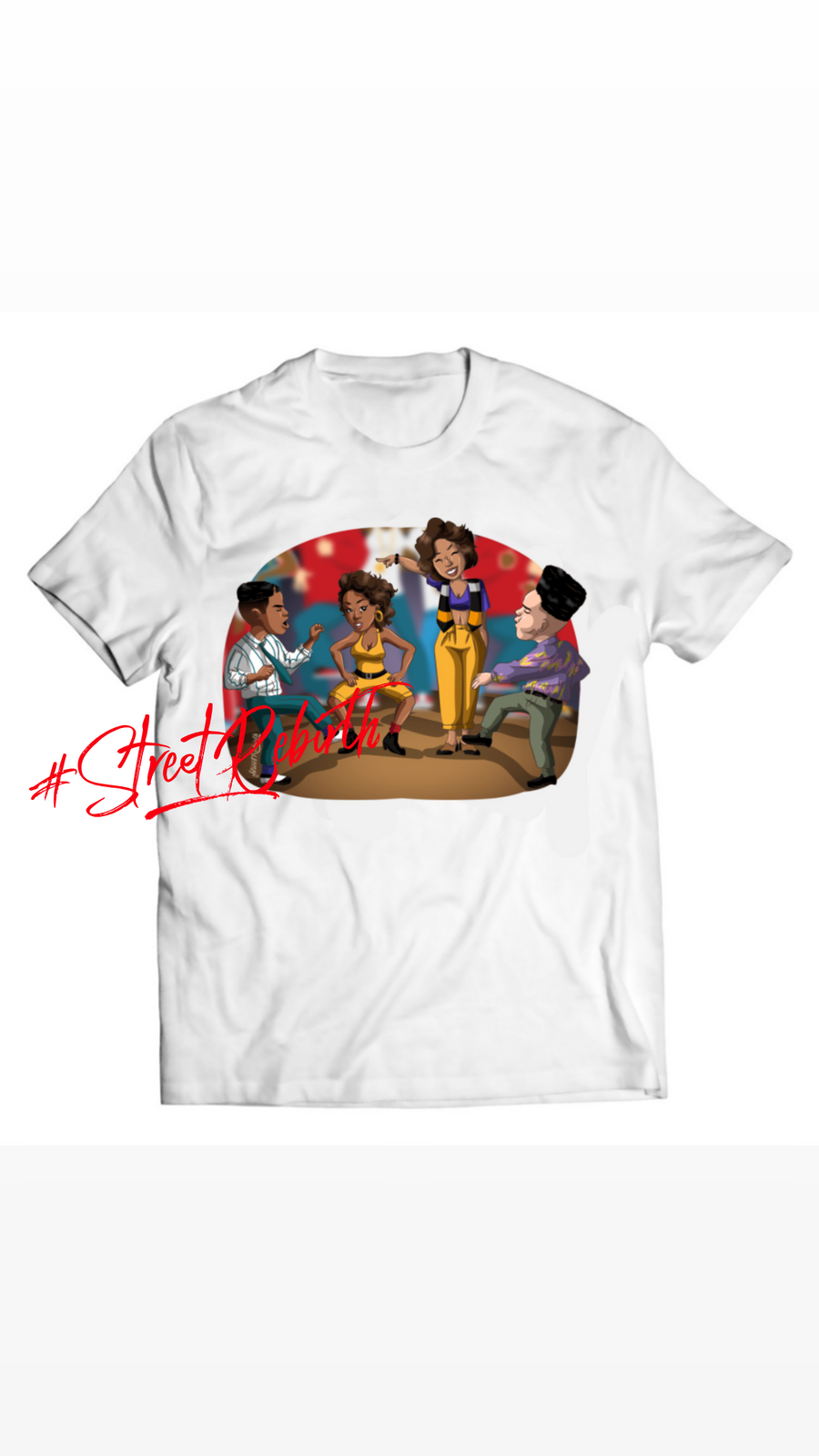 Unisex graphic T-shirt featuring an original hip hop music humorous illustration