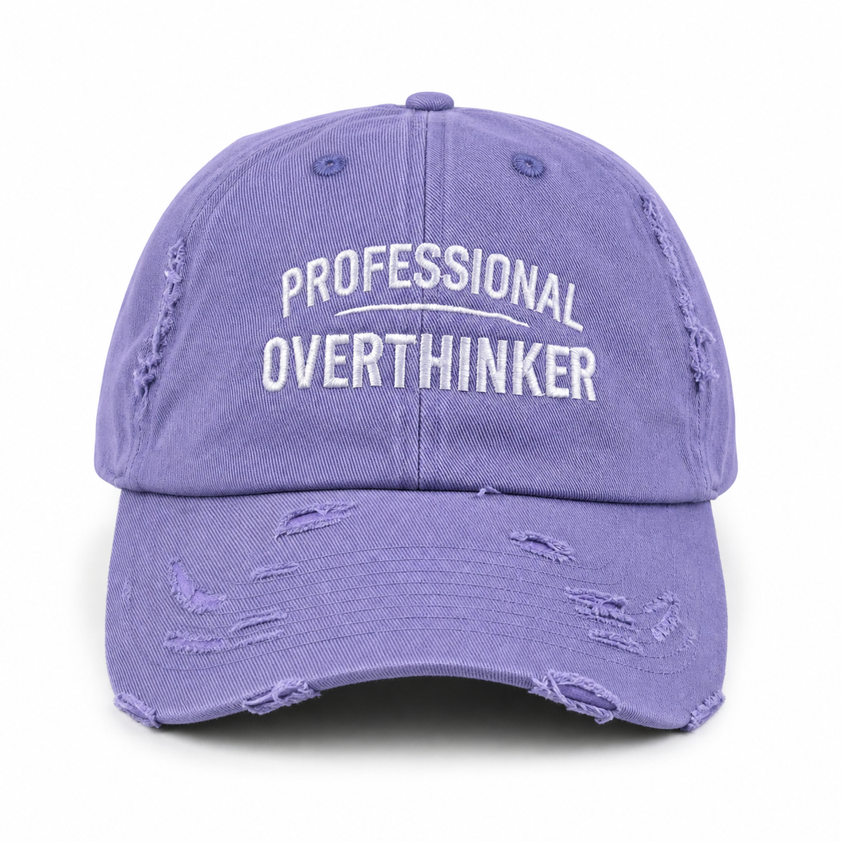 Professional Overthinker Distressed Dad Hat | Funny Embroidered Cap
